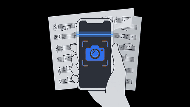 Handy scannt Notenblatt