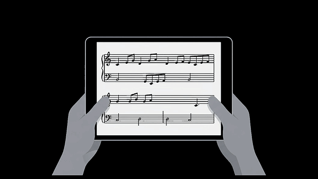 Animation: Markierungen auf digitalen Noten.