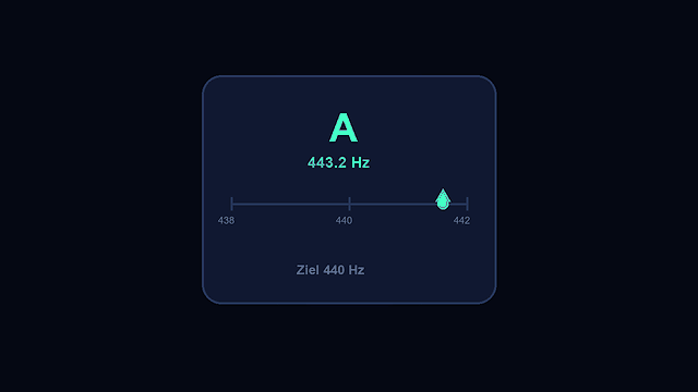 Animation: Stimmgerät mit Ton- und Hz-Anzeige.